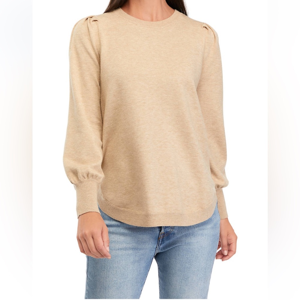 Crown & Ivy Tan Round Hem Tunic Sweater